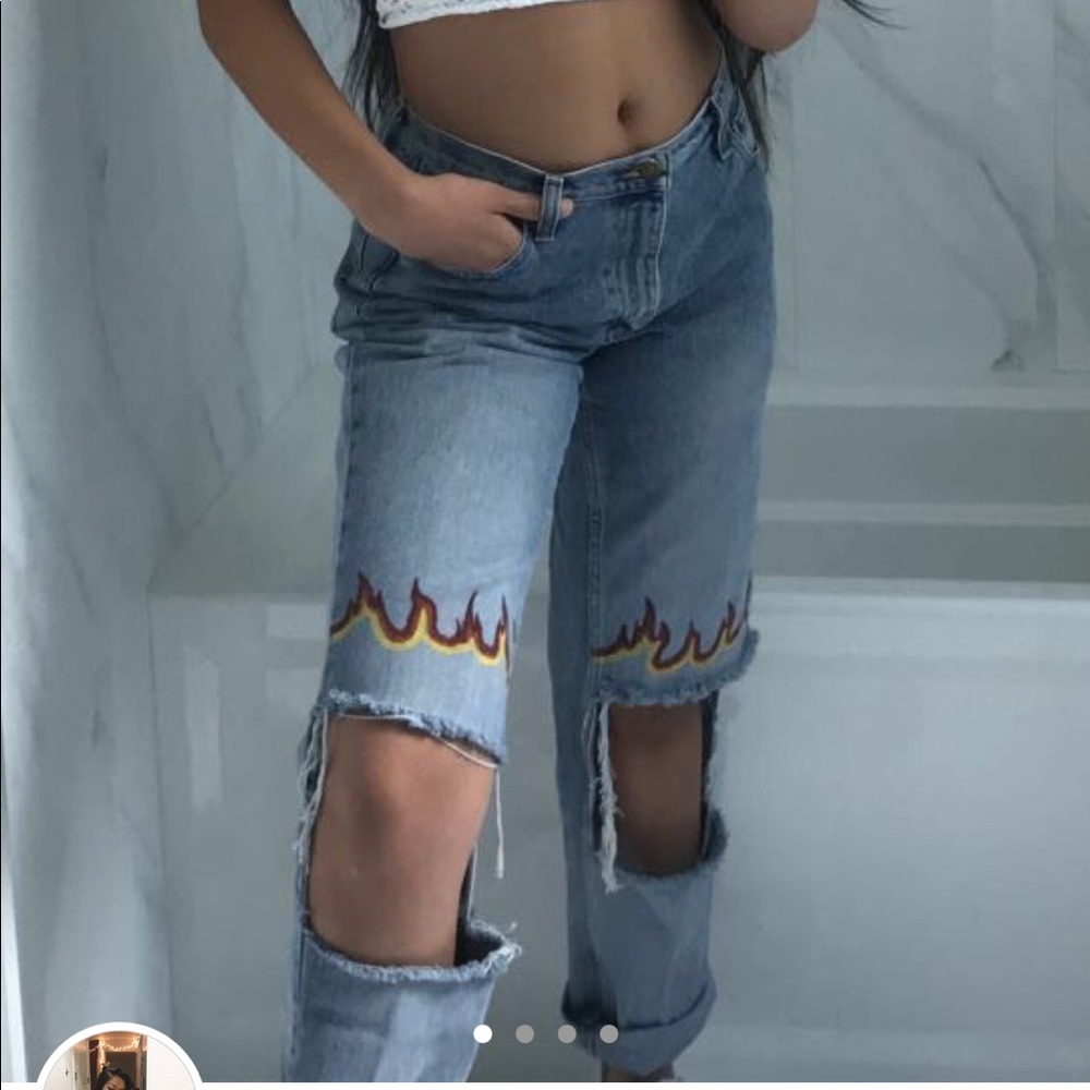 ragged preist inspired flame blaze jeans